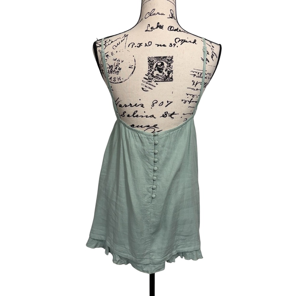 Princess Polly Empress of Love Sage Green Linen Milkmaid Babydoll Mini Dress, 6 - Picture 5 of 11